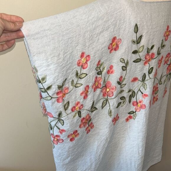 Blue Pink Bohemian Floral Pop Over Shirt Cover Up One Size - Picture 4 of 9